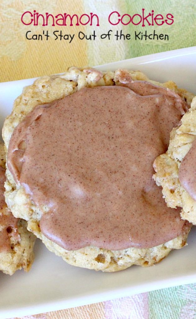 Cinnamon Cookies | Can't Stay Out of the Kitchen | these sensational #oatmeal #cookies have a delicious #cinnamon frosting to die for. We love this recipe. #dessert