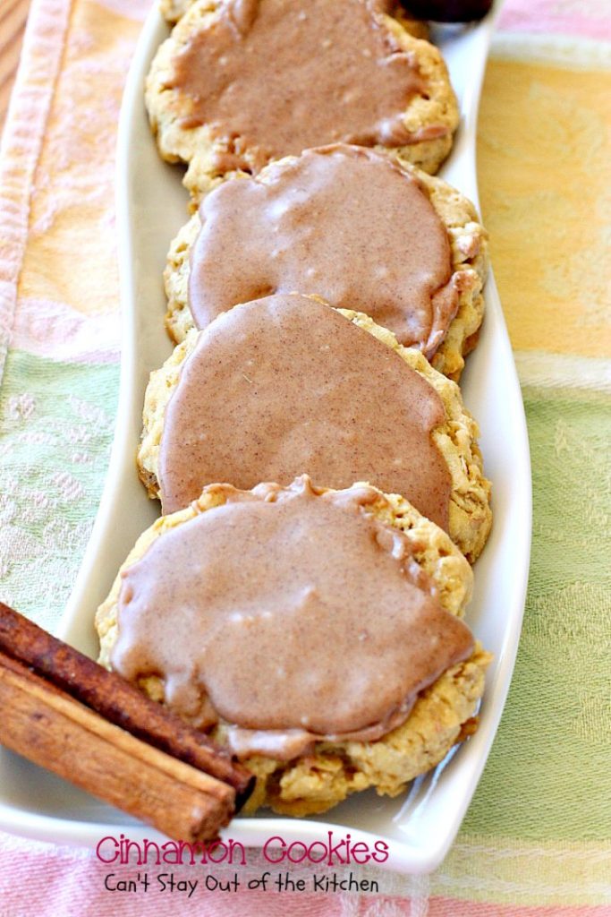 Cinnamon Cookies | Can't Stay Out of the Kitchen | these sensational #oatmeal #cookies have a delicious #cinnamon frosting to die for. We love this recipe. #dessert