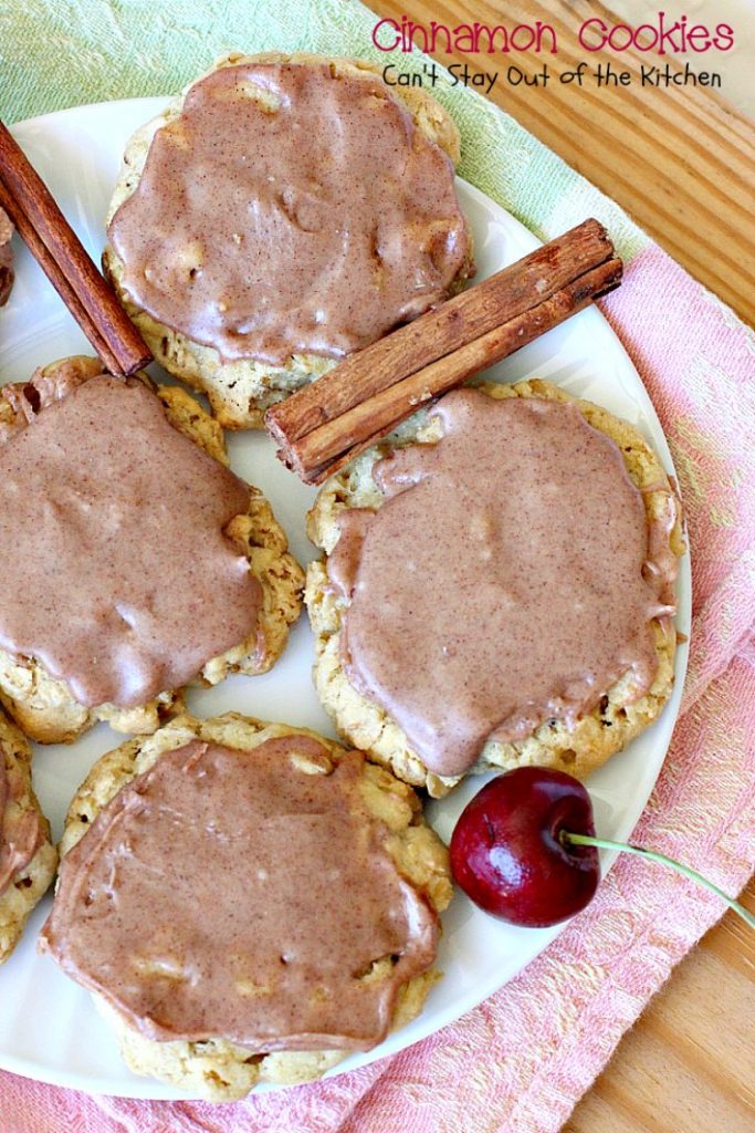Cinnamon Cookies | Can't Stay Out of the Kitchen | these sensational #oatmeal #cookies have a delicious #cinnamon frosting to die for. We love this recipe. #dessert