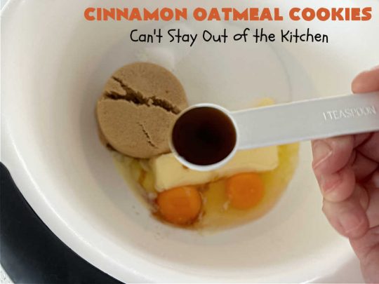 Cinnamon Oatmeal Cookies | Can't Stay Out of the Kitchen | these delectable #OatmealCookies are filled with #oatmeal #CinnamonChips, #pecans & #coconut. They're hearty, satisfying & chewy #cookies. Enjoy them at #tailgating parties, potlucks, Backyard BBQs or soccer practice. Fill your Cookie Jar & your kids will swoon over this amazing #dessert. #cinnamon #CinnamonDessert #CinnamonOatmealCookies