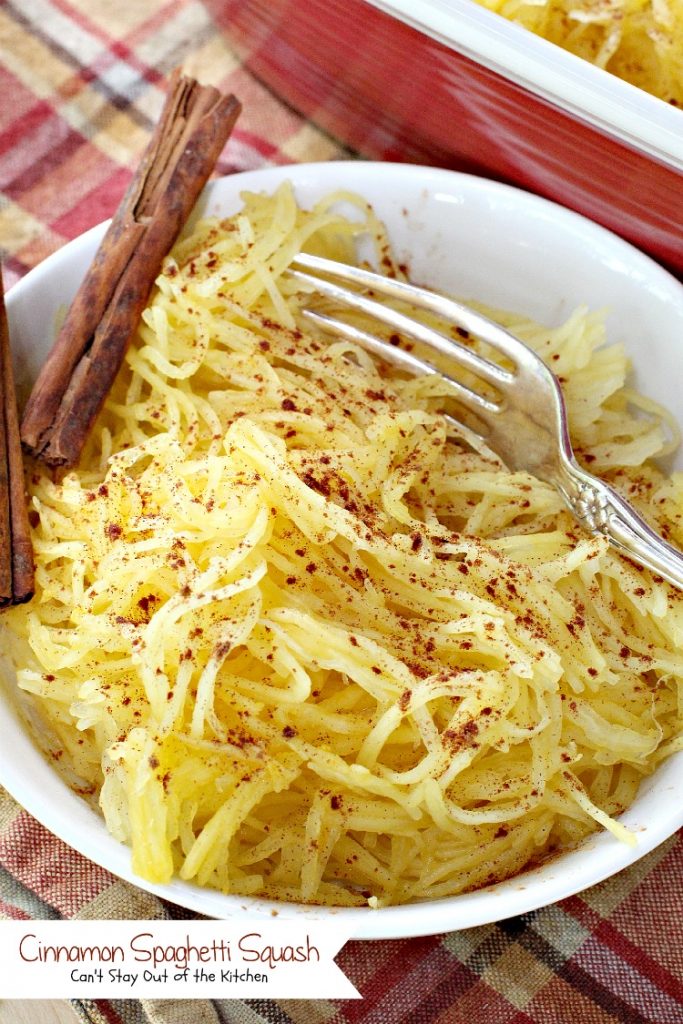 Cinnamon Spaghetti Squash | Can't Stay Out of the Kitchen | so quick and easy, yet a wonderful tasty way to use #spaghettisquash. #vegan #glutenfree