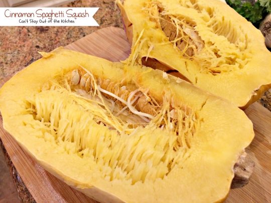 Cinnamon Spaghetti Squash | Can't Stay Out of the Kitchen | so quick and easy, yet a wonderful tasty way to use #spaghettisquash. #vegan #glutenfree