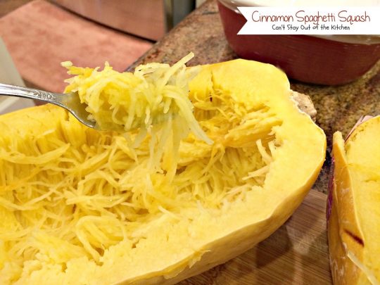 Cinnamon Spaghetti Squash | Can't Stay Out of the Kitchen | so quick and easy, yet a wonderful tasty way to use #spaghettisquash. #vegan #glutenfree