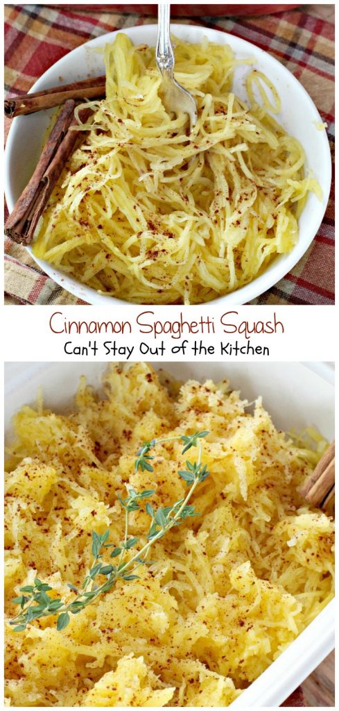 Cinnamon Spaghetti Squash | Can't Stay Out of the Kitchen | so quick and easy, yet a wonderful tasty way to use #spaghettisquash. #vegan #glutenfree