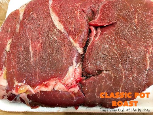 Classic Pot Roast | Can't Stay Out of the Kitchen | this fantastic #slowcooker #potroast is perfect for cold, dreary & drab winter days. It's a hearty, comforting & satisfying meal that will warm you up pronto! Every bite is succulent & mouthwatering. #beef #pasta #carrots #companymaindish #roastbeef #RoastBeefDinner