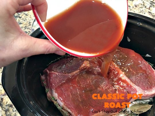 Classic Pot Roast | Can't Stay Out of the Kitchen | this fantastic #slowcooker #potroast is perfect for cold, dreary & drab winter days. It's a hearty, comforting & satisfying meal that will warm you up pronto! Every bite is succulent & mouthwatering. #beef #pasta #carrots #companymaindish #roastbeef #RoastBeefDinner