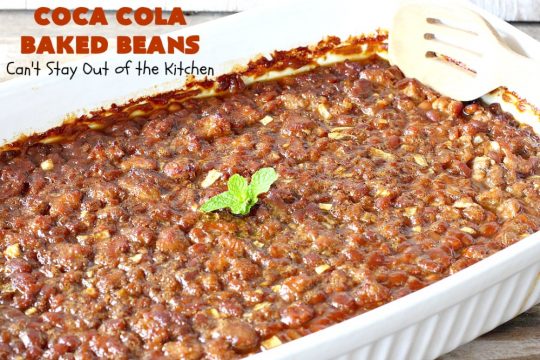 Coca Cola Baked Beans | Can't Stay Out of the Kitchen | this terrific #bakedbeans #recipe is perfect for potlucks, family reunions, backyard #BBQs & other company dinners. I used #turkey #sausage & #VirgilsRealCola which is a much healthier option than regular #cocacola. #turkeysausage