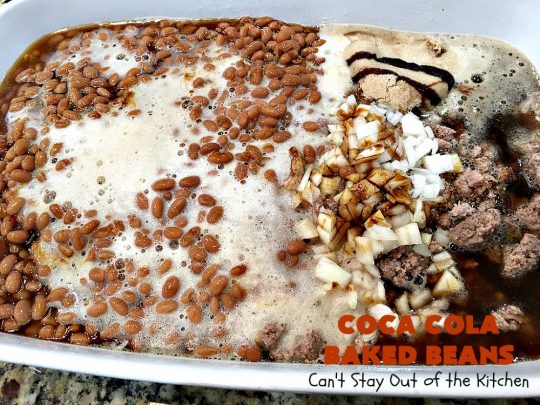 Coca Cola Baked Beans | Can't Stay Out of the Kitchen | this terrific #bakedbeans #recipe is perfect for potlucks, family reunions, backyard #BBQs & other company dinners. I used #turkey #sausage & #VirgilsRealCola which is a much healthier option than regular #cocacola. #turkeysausage