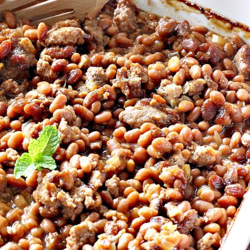 Coca Cola Baked Beans | Can't Stay Out of the Kitchen | this terrific #bakedbeans #recipe is perfect for potlucks, family reunions, backyard #BBQs & other company dinners. I used #turkey #sausage & #VirgilsRealCola which is a much healthier option than regular #cocacola. #turkeysausage