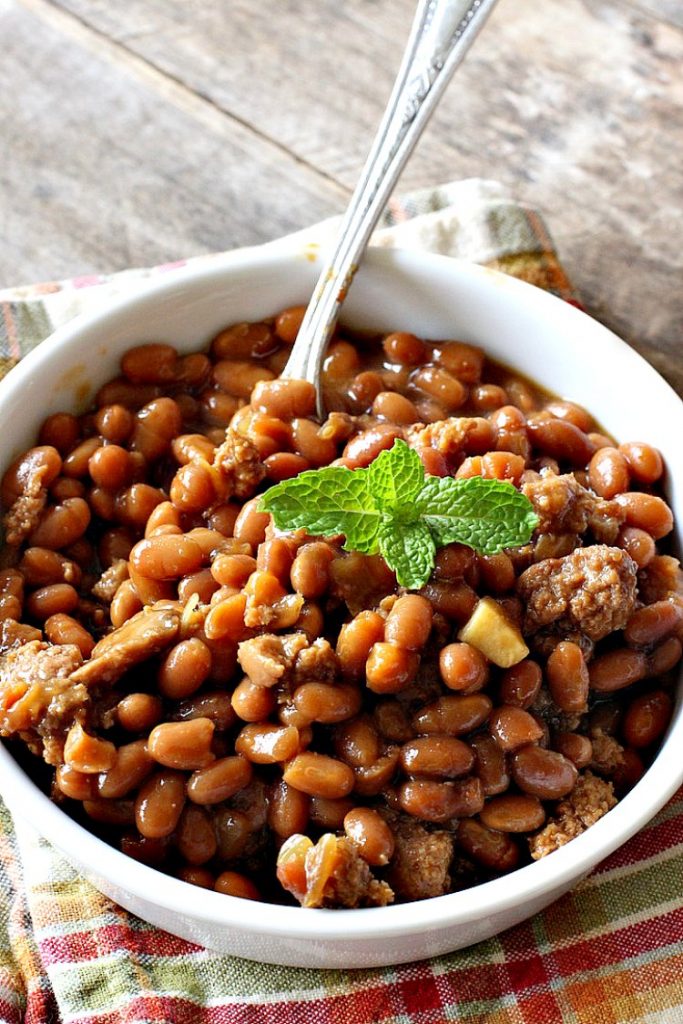 Coca Cola Baked Beans | Can't Stay Out of the Kitchen | this terrific #bakedbeans #recipe is perfect for potlucks, family reunions, backyard #BBQs & other company dinners. I used #turkey #sausage & #VirgilsRealCola which is a much healthier option than regular #cocacola. #turkeysausage