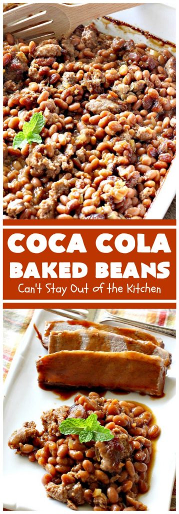 Coca Cola Baked Beans | Can't Stay Out of the Kitchen | this terrific #bakedbeans #recipe is perfect for potlucks, family reunions, backyard #BBQs & other company dinners. I used #turkey #sausage & #VirgilsRealCola which is a much healthier option than regular #cocacola. #turkeysausage