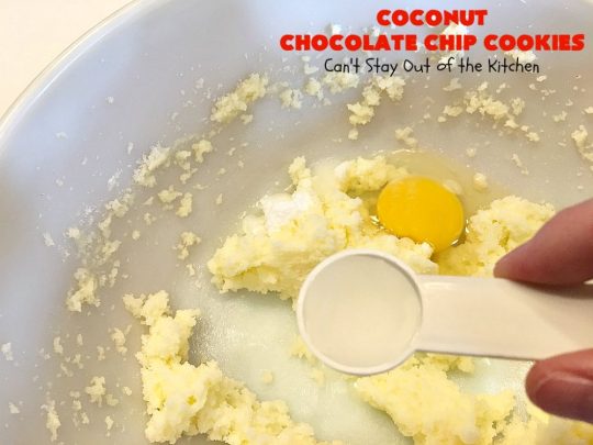 Coconut Chocolate Chip Cookies | Can't Stay Out of the Kitchen | these fabulous #chocolatechipcookies are filled with #chocolate chips & #coconut. They're are absolutely heavenly. Perfect #dessert for #tailgating parties, potlucks or #holiday baking.
