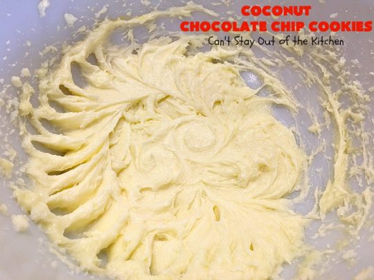 Coconut Chocolate Chip Cookies | Can't Stay Out of the Kitchen | these fabulous #chocolatechipcookies are filled with #chocolate chips & #coconut. They're are absolutely heavenly. Perfect #dessert for #tailgating parties, potlucks or #holiday baking.