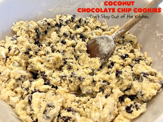Coconut Chocolate Chip Cookies | Can't Stay Out of the Kitchen | these fabulous #chocolatechipcookies are filled with #chocolate chips & #coconut. They're are absolutely heavenly. Perfect #dessert for #tailgating parties, potlucks or #holiday baking.