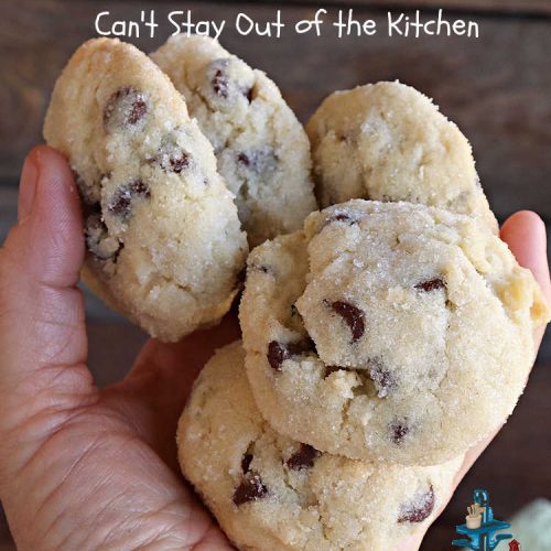 Coconut Chocolate Chip Cookies | Can't Stay Out of the Kitchen | these #cookies are heavenly! Every bite is loaded with #coconut & #ChocolateChips which provides such a luscious, irresistible flavor you won't be able to stop eating them! This scrumptious, drool-worthy #dessert is terrific for #tailgating parties, potlucks or #holiday parties. #chocolate #ChocolateDessert #CoconutDessert #CoconutChocolateChipMeltaways