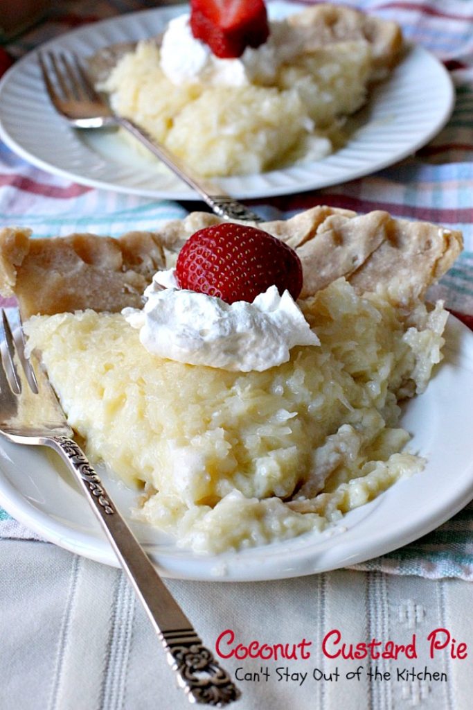 Coconut Custard Pie | Can't Stay Out of the Kitchen | favorite #pie recipe from my Mom. This pie is heavenly. #coconut #dessert