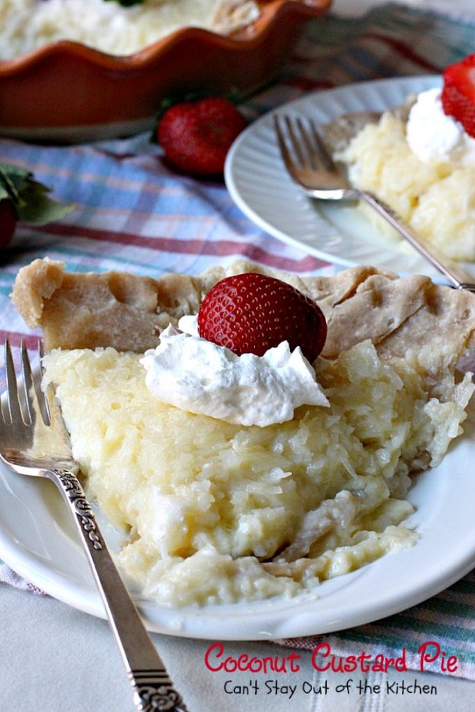 Coconut Custard Pie | Can't Stay Out of the Kitchen | favorite #pie recipe from my Mom. This pie is heavenly. #coconut #dessert