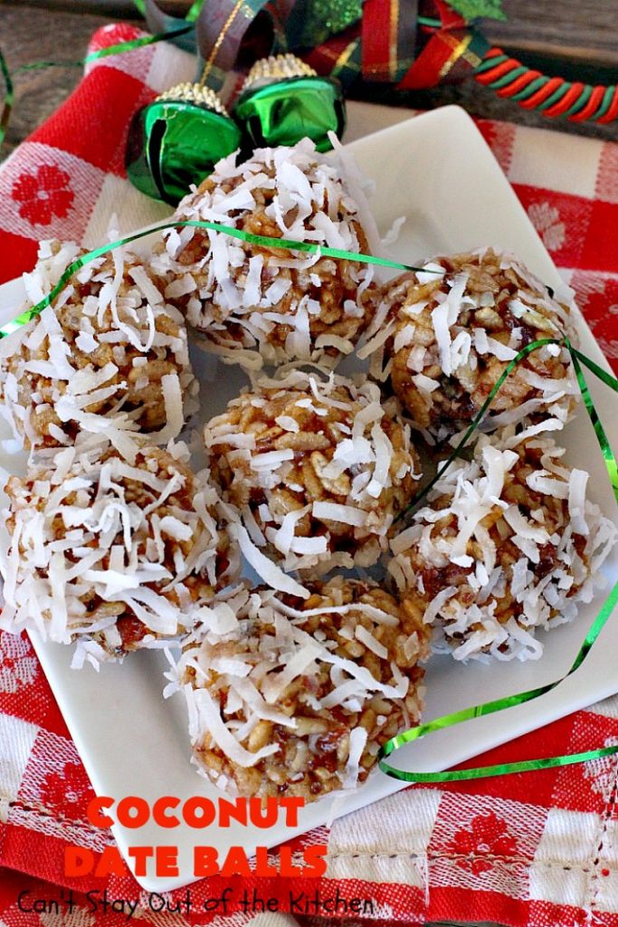 Coconut Date Balls | Can't Stay Out of the Kitchen | our most loved #Christmas #cookie! Everyone always raves over them. Perfect for #holiday baking & parties. #dessert