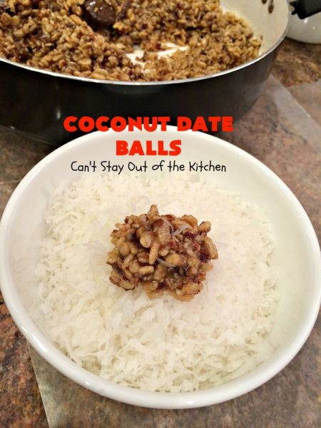 Coconut Date Balls | Can't Stay Out of the Kitchen | our most loved #Christmas #cookie! Everyone always raves over them. Perfect for #holiday baking & parties. #dessert