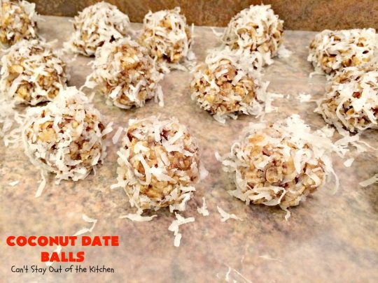 Coconut Date Balls | Can't Stay Out of the Kitchen | our most loved #Christmas #cookie! Everyone always raves over them. Perfect for #holiday baking & parties. #dessert