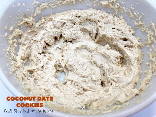 Coconut Date Cookies | Can't Stay Out of the Kitchen | these amazing #oatmeal #cookies are filled with #pecans, #dates & #coconut. They're a wonderful snack for any occasion, including potlucks, #tailgating or backyard BBQs. #dessert #OatmealCookie #CoconutCookie #DateCookie #holiday #holidaybaking