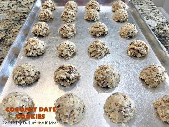 Coconut Date Cookies | Can't Stay Out of the Kitchen | these amazing #oatmeal #cookies are filled with #pecans, #dates & #coconut. They're a wonderful snack for any occasion, including potlucks, #tailgating or backyard BBQs. #dessert #OatmealCookie #CoconutCookie #DateCookie #holiday #holidaybaking