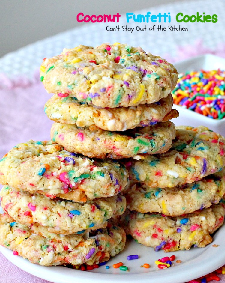 Coconut Funfetti Cookies | Can't Stay Out of the Kitchen