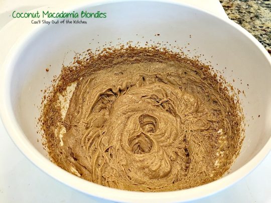Coconut Macadamia Blondies | Can't Stay Out of the Kitchen | these fabulous #brownies are filled with #coconut and #macadamianuts. Great for #holiday baking. #cookie #glutenfree #dessert