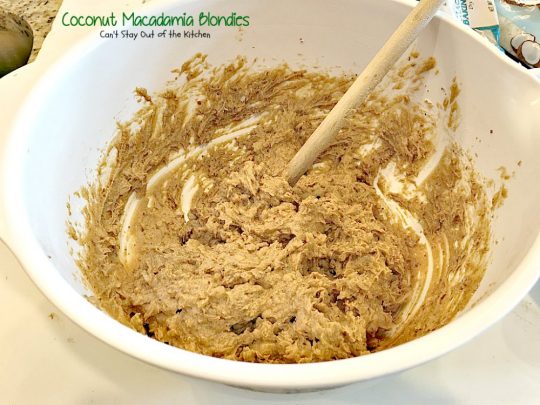 Coconut Macadamia Blondies | Can't Stay Out of the Kitchen | these fabulous #brownies are filled with #coconut and #macadamianuts. Great for #holiday baking. #cookie #glutenfree #dessert