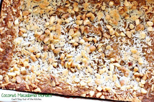 Coconut Macadamia Blondies | Can't Stay Out of the Kitchen | these fabulous #brownies are filled with #coconut and #macadamianuts. Great for #holiday baking. #cookie #glutenfree #dessert