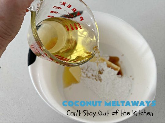Coconut Meltaways | Can't Stay Out of the Kitchen | If you're a #coconut lover, you'll rave over these rich, decadent #SugarCookies. These #MeltInYourMouthCookies include #coconut and #VanillaChips & simply dissolve in your mouth. Perfect for #tailgating parties or potlucks. These #cookies are irresistible. Your family will love them. #dessert #Coconut Dessert #CoconutMeltaways