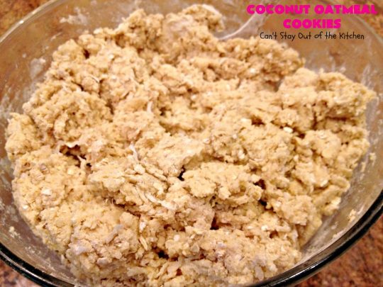 Coconut Oatmeal Cookies | Can't Stay Out of the Kitchen | these were my favorite #cookies growing up. #OatmealCookies with #coconut are so delicious! Every bite will have you drooling. Great for #tailgating parties, potlucks or #ChristmasCookieExchanges. #dessert #CoconutOatmealCookies #Fall #FallBaking