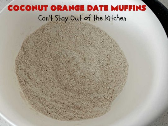 Coconut Orange Date Muffins | Can't Stay Out of the Kitchen | these scrumptious #muffins are perfect for a weekend, company or #holiday #breakfast or #brunch. These moist & flavorful #muffins are filled with #coconut & #dates & delicately flavored with grated #OrangePeel. Every bite is irresistible! #CoconutOrangeDateMuffins