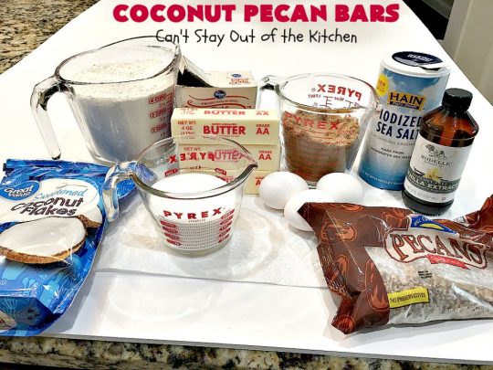 Coconut Pecan Bars | Can't Stay Out of the Kitchen | these delicious bar-type #cookies are filled with #coconut & #pecans. Every bite is chewy, gooey, crunchy & out of this world! #tailgating #holiday #HolidayDessert #CoconutDessert #PecanDessert #CoconutPecanBars