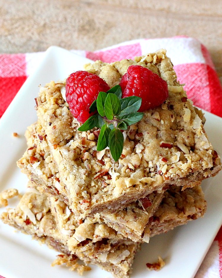 Coconut Pecan Bars | Can't Stay Out of the Kitchen | these delicious bar-type #cookies are filled with #coconut & #pecans. Every bite is chewy, gooey, crunchy & out of this world! #tailgating #holiday #HolidayDessert #CoconutDessert #PecanDessert #CoconutPecanBars