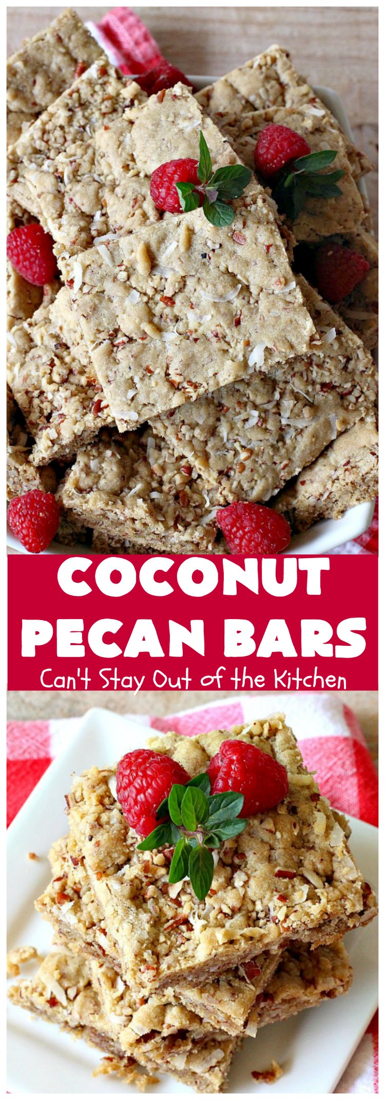 Coconut Pecan Bars | Can't Stay Out of the Kitchen | these delicious bar-type #cookies are filled with #coconut & #pecans. Every bite is chewy, gooey, crunchy & out of this world! #tailgating #holiday #HolidayDessert #CoconutDessert #PecanDessert #CoconutPecanBars