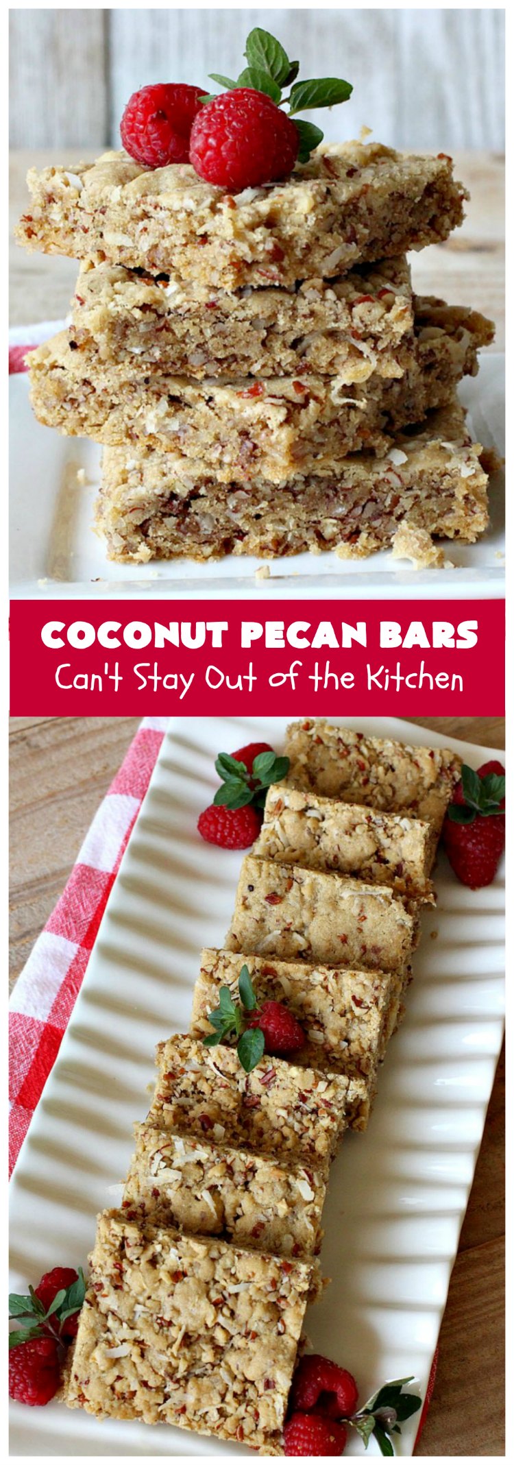 Coconut Pecan Bars | Can't Stay Out of the Kitchen | these delicious bar-type #cookies are filled with #coconut & #pecans. Every bite is chewy, gooey, crunchy & out of this world! #tailgating #holiday #HolidayDessert #CoconutDessert #PecanDessert #CoconutPecanBars