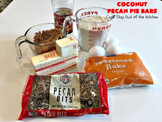 Coconut Pecan Pie Bars | Can't Stay Out of the Kitchen | these fantastic #brownies are rich, decadent and so mouthwatering you won't want to put them down! Like eating #pecanpie but with #coconut added. #dessert #cookies #pecans