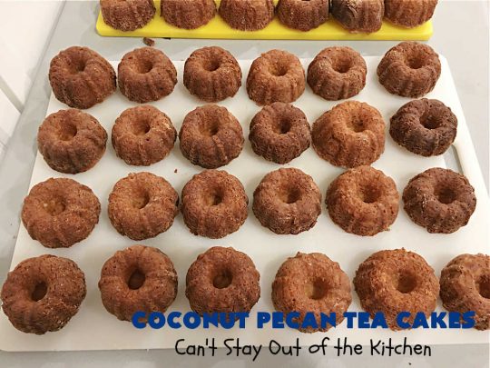 Coconut Pecan Tea Cakes | Can't Stay Out of the Kitchen | these adorable #TeaCakes are perfect for family get-togethers or #holiday #baking. If you enjoy #coconut and #pecans these miniature #Bundt #cakes will cure every sweet tooth craving. #cake #dessert #HolidayDessert #CoconutDessert #CoconutPecanTeaCakesCoconut Pecan Tea Cakes | Can't Stay Out of the Kitchen | these adorable #TeaCakes are perfect for family get-togethers or #holiday #baking. If you enjoy #coconut and #pecans these miniature #Bundt #cakes will cure every sweet tooth craving. #cake #dessert #HolidayDessert #CoconutDessert #CoconutPecanTeaCakes