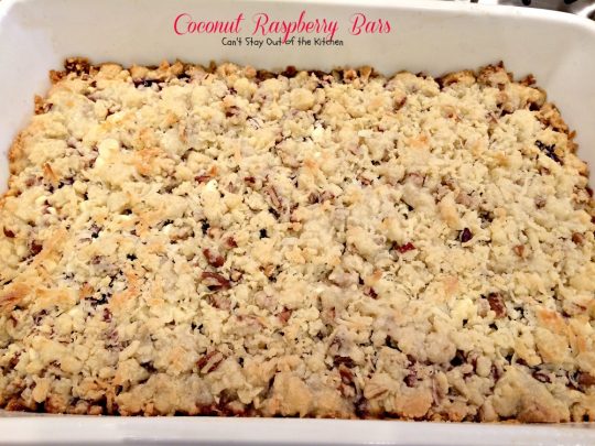 Coconut Raspberry Bars | Can't Stay Out of the Kitchen | these ooey, gooey #dessert bars are great for #holiday baking or any time you want a delectable #cookie or #brownie. #raspberries #coconut