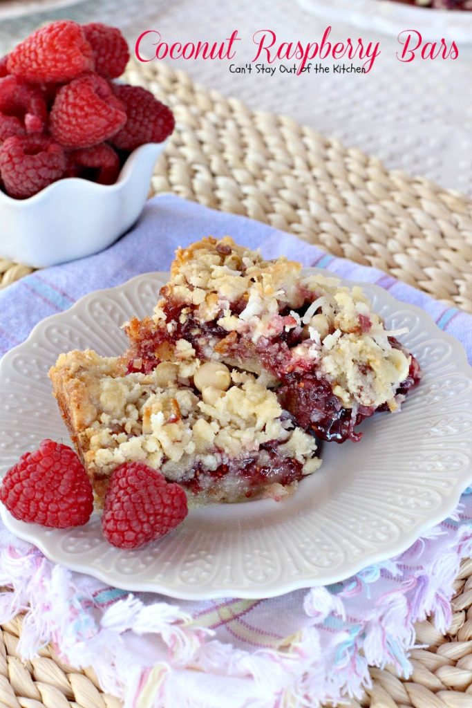 Coconut Raspberry Bars | Can't Stay Out of the Kitchen | these ooey, gooey #dessert bars are great for #holiday baking or any time you want a delectable #cookie or #brownie. #raspberries #coconut
