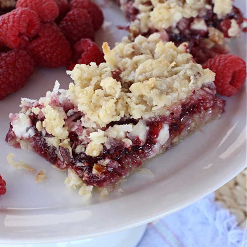Coconut Raspberry Bars | Can't Stay Out of the Kitchen