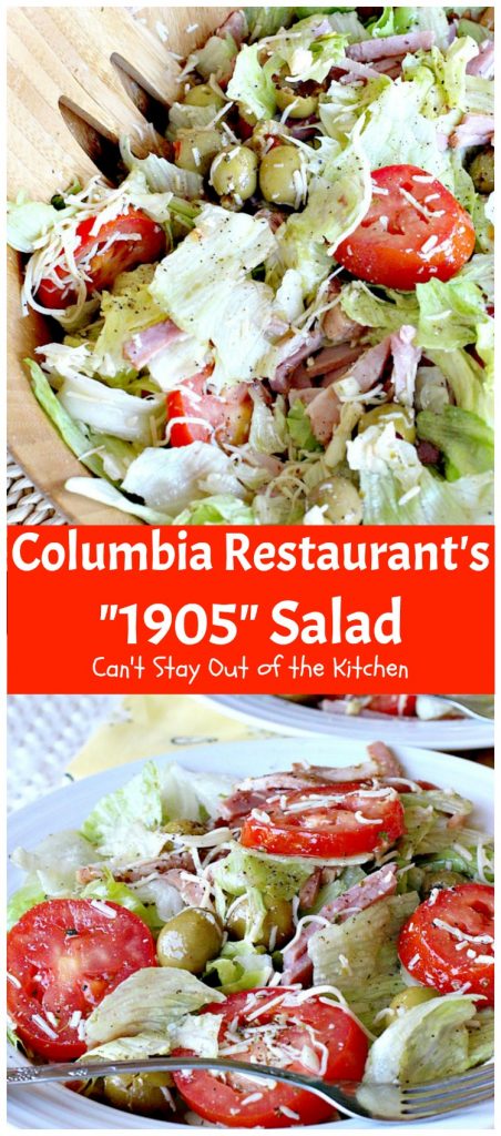 Columbia Restaurant's "1905" Salad | Can't Stay Out of the Kitchen | fabulous signature #salad from one of Clearwater, Florida's, premiere restaurants. We love this salad. #ham #swisscheese #romanocheese #glutenfree