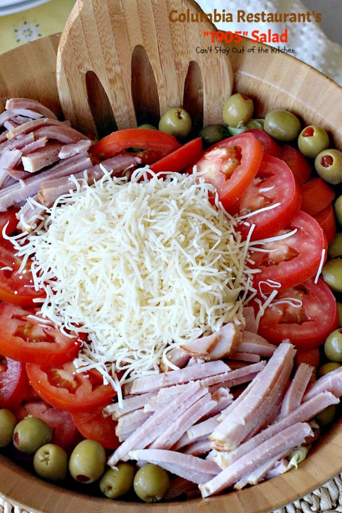 Columbia Restaurant's "1905" Salad | Can't Stay Out of the Kitchen | fabulous signature #salad from one of Clearwater, Florida's, premiere restaurants. We love this salad. #ham #swisscheese #romanocheese #glutenfree