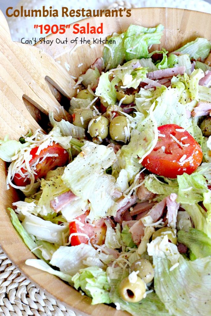 Columbia Restaurant's "1905" Salad | Can't Stay Out of the Kitchen | fabulous signature #salad from one of Clearwater, Florida's, premiere restaurants. We love this salad. #ham #swisscheese #romanocheese #glutenfree