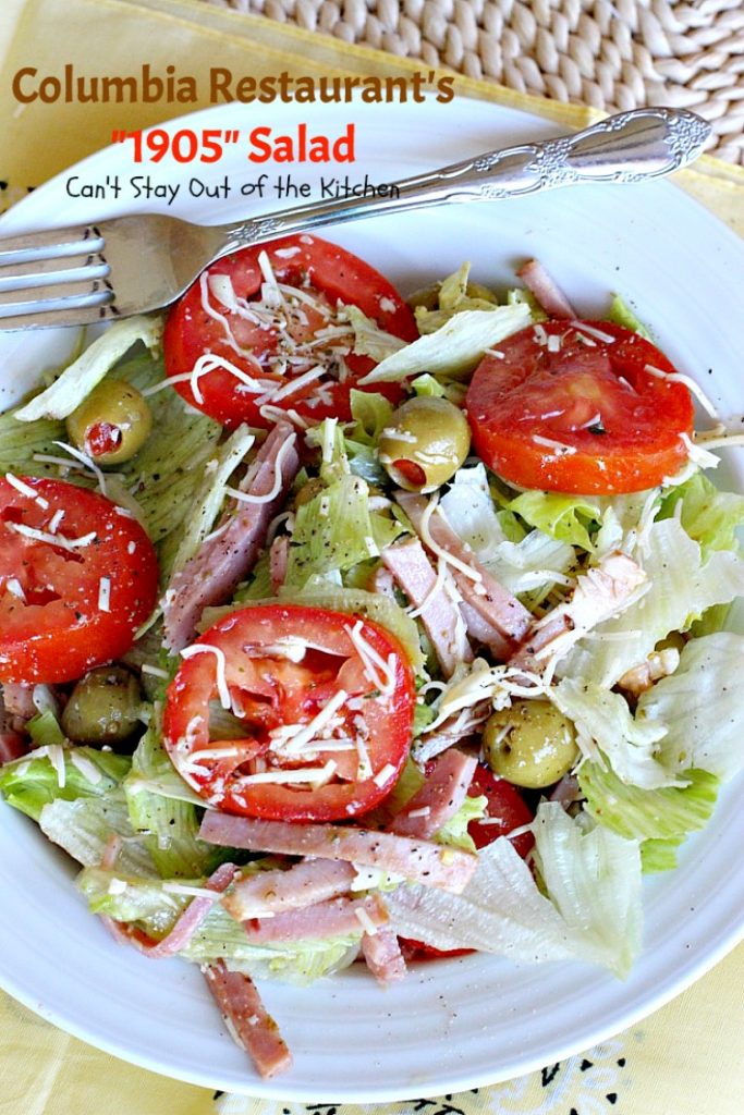 Columbia Restaurant's "1905" Salad | Can't Stay Out of the Kitchen | fabulous signature #salad from one of Clearwater, Florida's, premiere restaurants. We love this salad. #ham #swisscheese #romanocheese #glutenfree