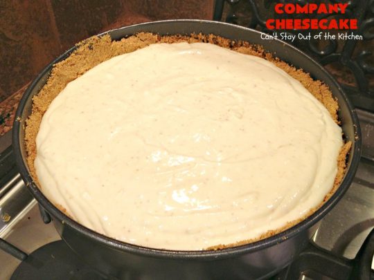 Company Cheesecake | Can't Stay Out of the Kitchen | this amazing #cheesecake comes with either a #Strawberry or #cherry topping. It's perfect for #holiday parties & #Christmas or #ValentinesDay dinner. #dessert