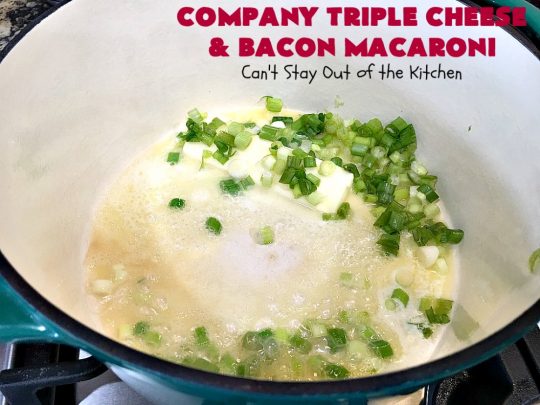 Company Triple Cheese and Bacon Macaroni | Can't Stay Out of the Kitchen | this fantastic #macandcheese #recipe is perfect for company dinners since it's kid-friendly and makes two huge #casseroles. It's loaded with #bacon and three different kinds of #cheese. Terrific #fall comfort food. #cheddarcheese #Velveeta #pasta #macaroniandcheese