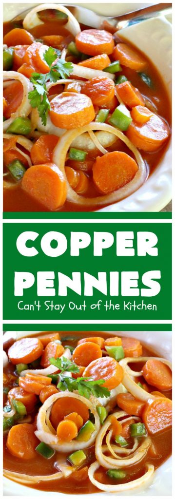 Copper Pennies | Can't Stay Out of the Kitchen | Marinated #Carrots never tasted as well as they do in this wonderful #recipe. It's a quick & easy #SideDish that's terrific for company, #holidays, potlucks or grilling out with friends. #Easter #EasterSideDish #MothersDay #MothersDaySideDish #Holiday #potluck #HolidaySideDish #CopperPennies #MarinatedCarrots