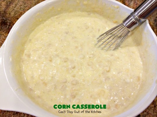 Corn Casserole | Can't Stay Out of the Kitchen | this is one of our favorite #corn #casserole #recipes. This one uses #cheddar #cheese & #JiffyCornMuffinMix. Terrific for #Christmas or #Thanksgiving dinners. #creamedcorn #corncasserole